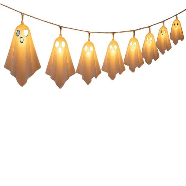 Lampičky Halloween Duchové 10 Led Dálkové Ovládání 8 Režimů Časovač Na Baterie