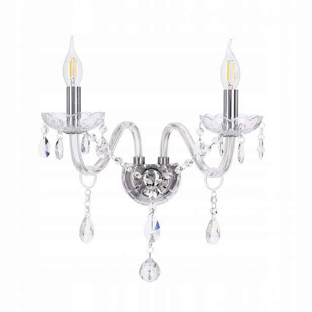 Stříbrné nástěnné svítidlo s krystaly 2xE14 Cristallo 22-30276 Candellux