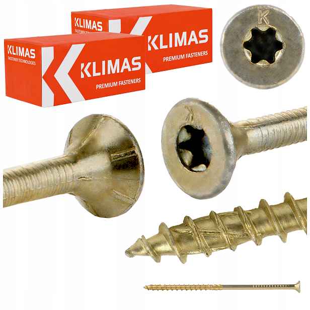 Vruty do dřeva Torx 8x180 mm 100 ks tesařské kuželové Klimas Wkcs