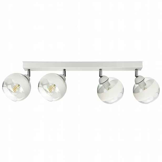 Závěsná stropní lampa Lustr Bílá Skleněné Koule Bílý Pás BG4 Led E27