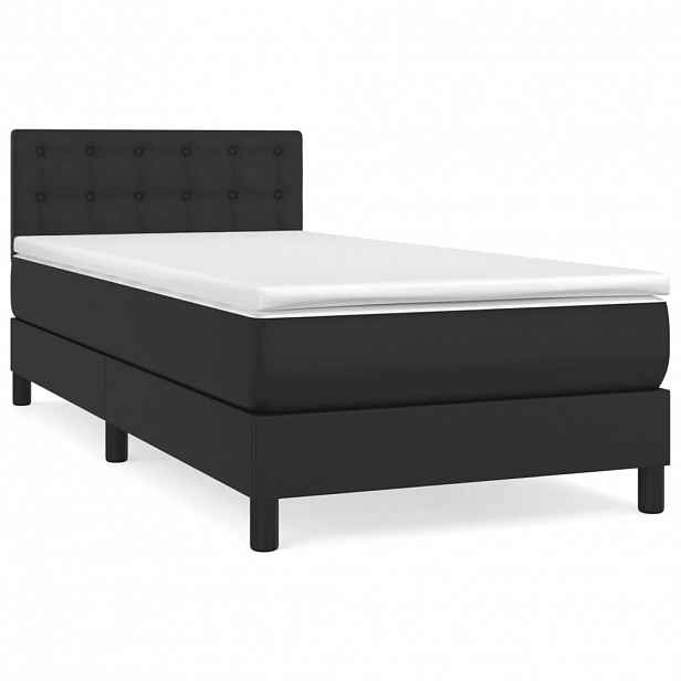 vidaXL Box spring postel s matrací černá 90x200 cm umělá kůže