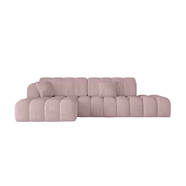 ALTDECOR ROHOVÁ SEDAČKA s funkcí spaní a otomanem, levá OLEA-L2-S 321x164x75 Růžová Manšestr