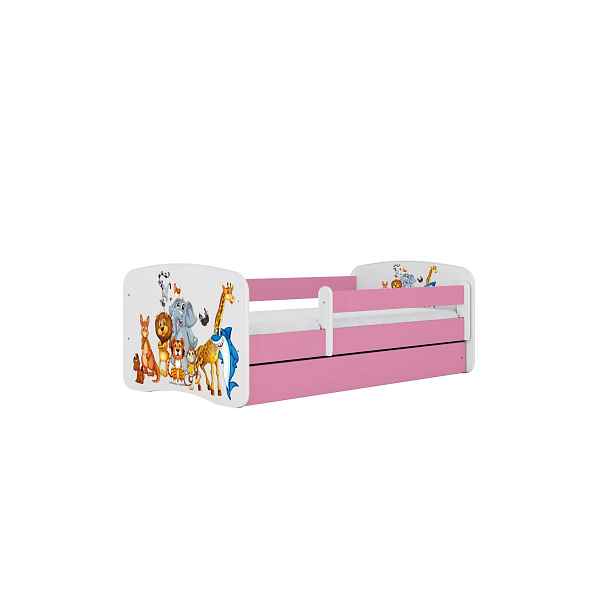 Kocot kids Dětská postel Babydreams zvířátka růžová, varianta 70x140, se šuplíky, bez matrace