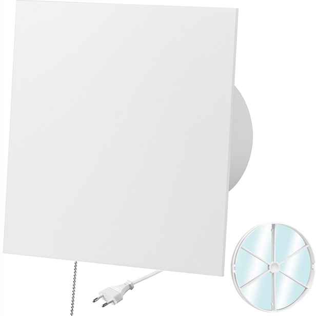 Ventilátor S Plexi Zpětným Ventilem Bílý Lesk Vypínač A Zástrčka Fi 100