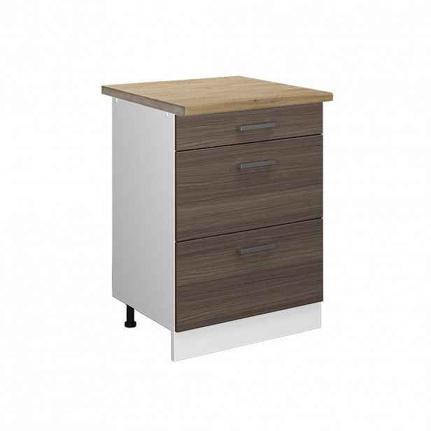 Vicco SPODNÍ SKŘÍŇKA KUCHYŇSKÉ LINKY R-Line Ušlechtilá šedá 60 cm se zásuvkami, PD Dub