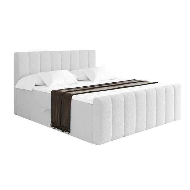 ALTDECOR KONTINENTÁLNÍ POSTEL s matrací H3 - OTTA-Z - 140x200 cm Bílá