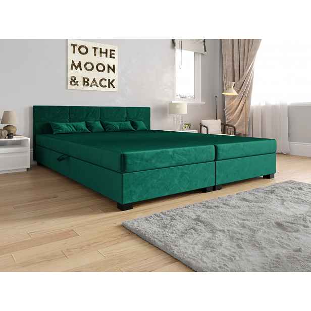 Americká postel s úložným prostorem 140x200 ROSIE 15 - zelená