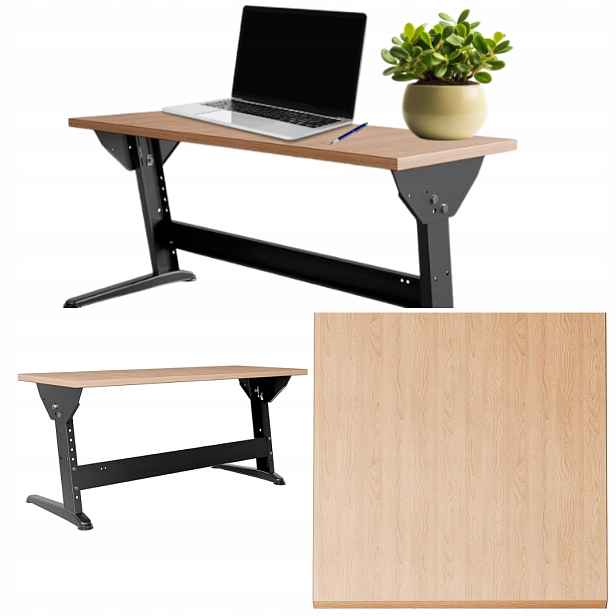Dvoumístný psací stůl 130 x 50 cm s nastavitelnou výškou a úhlem, buk černý