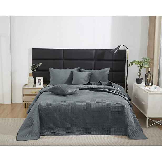 Grafitová Prošívaný Přehoz Velvet na postel 140x200 Maya