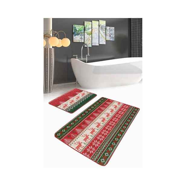 Sametové koupelnové předložky v sadě 2 ks 60x100 cm Merry Christmas – Mila Home