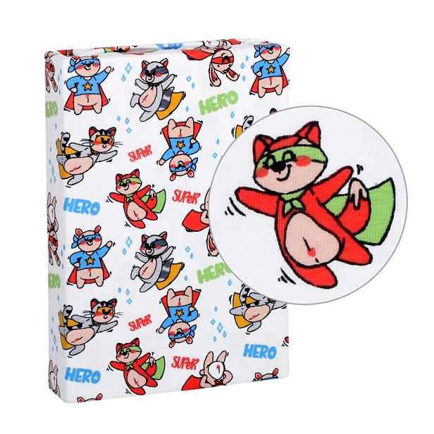 TOP Prostěradlo jersey s elastanem 90x200 Superhrdina liška, mýval, kočka
