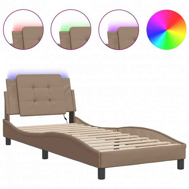 vidaXL Rám postele s LED bez matrace Zadar cappuccino 100 x 200 cm