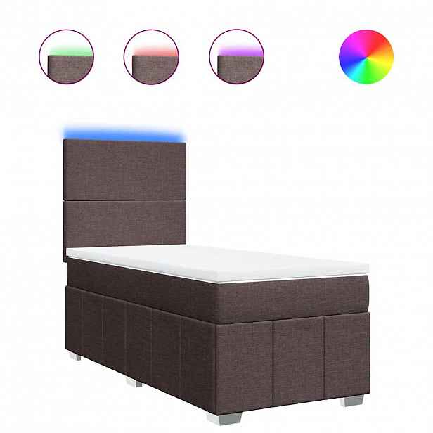 vidaXL Box spring postel s matrací tmavě hnědá 90x200 cm textil