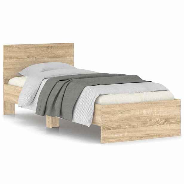 vidaXL Postel bez matrace s čelem dub sonoma 75 x 190 cm