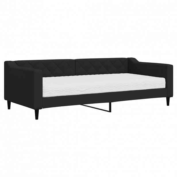 vidaXL Válenda s matrací černá 90 x 200 cm textil