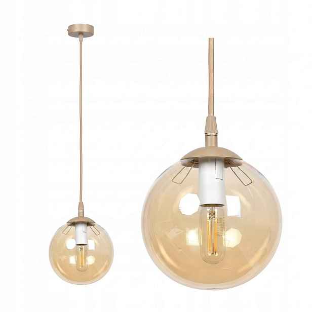 Emibig závěsná lampa Cosmo skleněná koule béžovo-medová 1xE14 10W