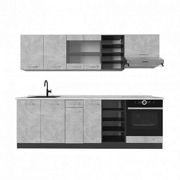 Vicco KUCHYŇSKÝ KOUT R-Line Beton/antracit 240 cm , PD Mramor