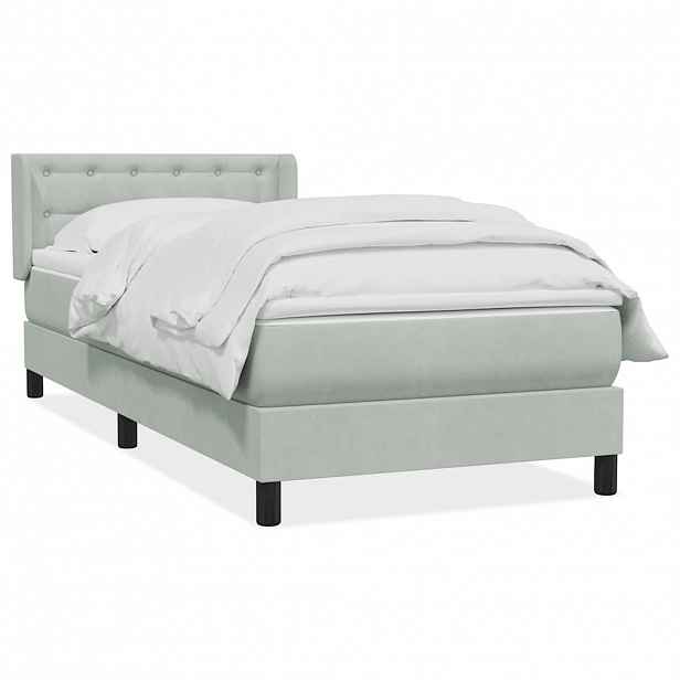 vidaXL Box spring postel s matrací světle šedá 80x220 cm samet