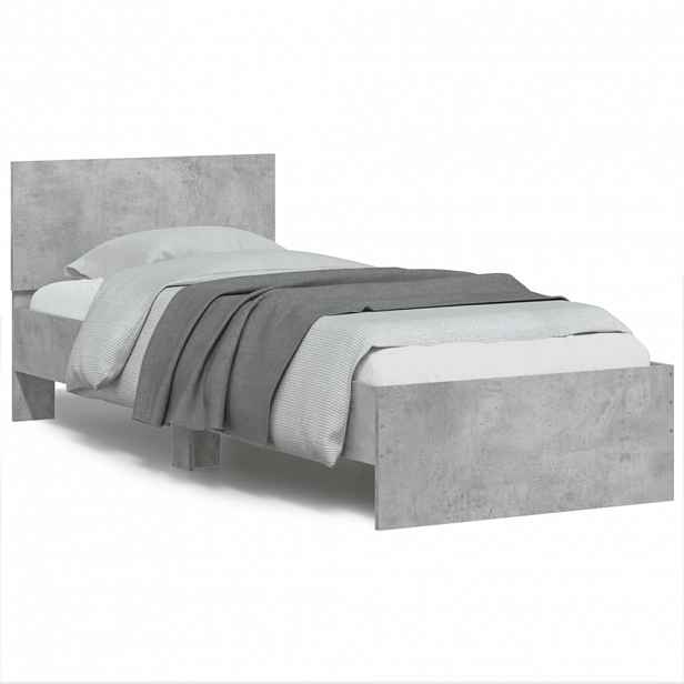 vidaXL Rám postele s čelem betonově šedý 75 x 190 cm kompozitní dřevo