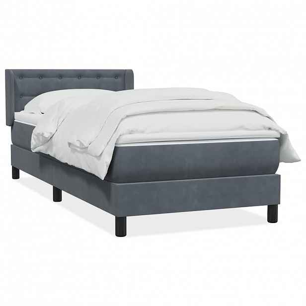vidaXL Box spring postel s matrací tmavě šedá 80x220 cm samet