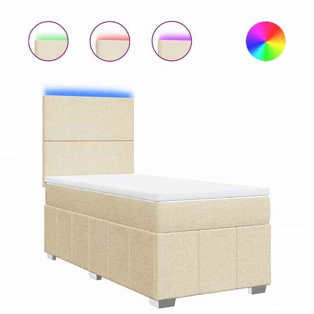vidaXL Box spring postel s matrací krémová 90x200 cm textil