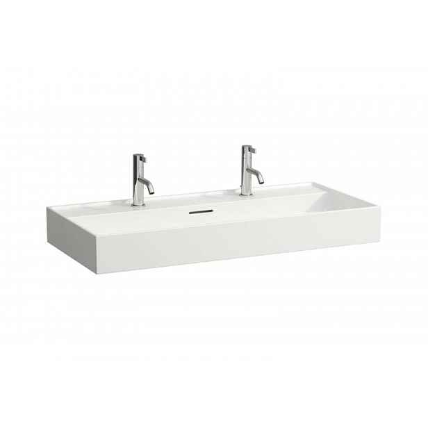 Laufen Kartell - Dvojumyvadlo 100x46 cm, s přepadem, 2 otvory pro baterii, LCC, bílá H810337A001071