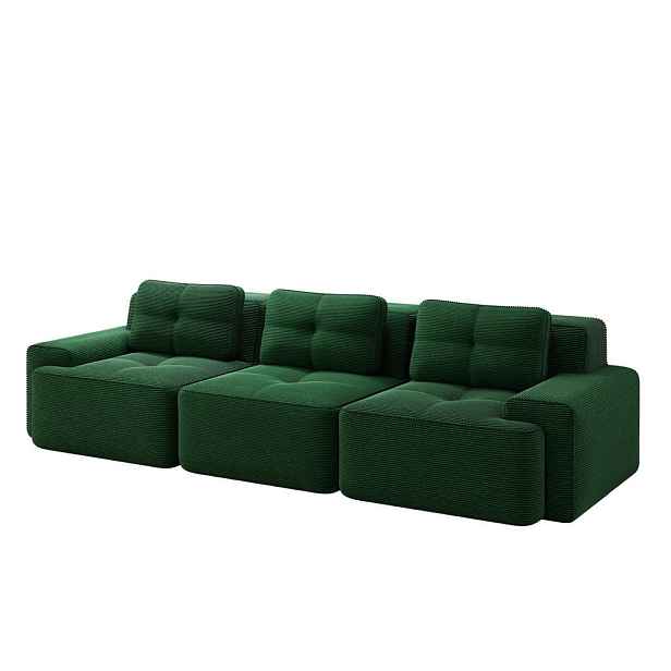 Modfu MODULÁRNÍ pohovka z manšestru 293x104x69 cm zelená s hlubokým sedem, bez montáže a s pet-friendly povrchem
