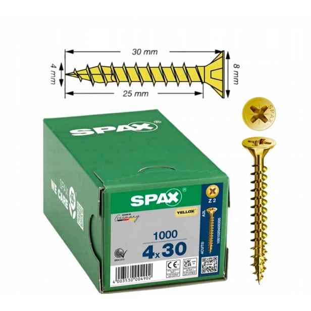 Univerzální šroub na dřevo yello-x (zlatý) spax 4 x 30 mm 1000 ks