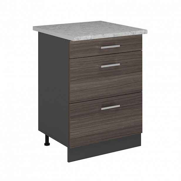 Vicco SPODNÍ SKŘÍŇKA KUCHYŇSKÉ LINKY R-Line Ušlechtilá šedá 60 cm se zásuvkami, AP mramor