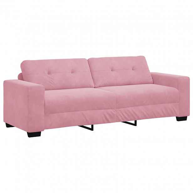 vidaXL 3-místné sofa Růžová 220 cm samet