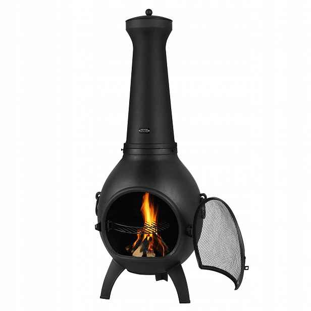 Zahradní krb černý premium chimenea terasový ohřívač ohniště zahrada