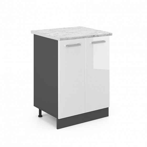 Vicco SPODNÍ SKŘÍŇKA KUCHYŇSKÉ LINKY R-Line Bílá vysoký lesk 60 cm PD Mramor