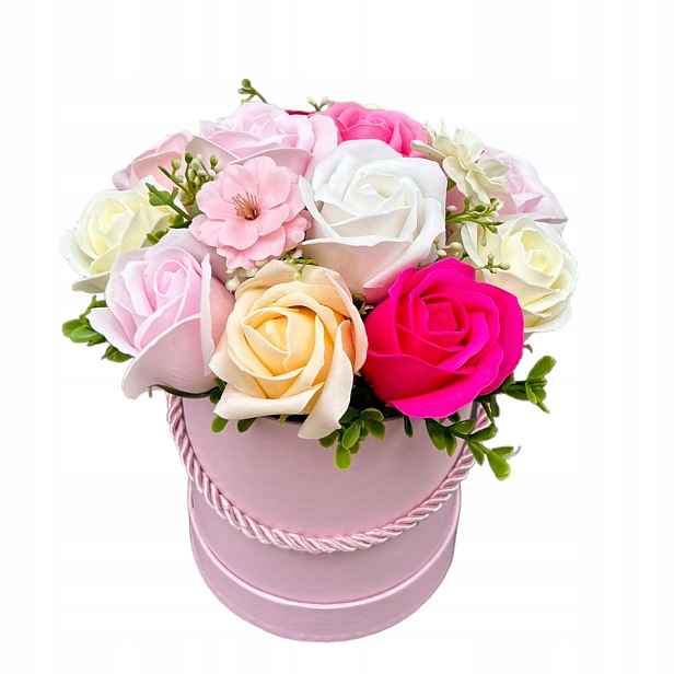 Květinový Box Růžový Elegantní Krásný Dárek Barevné Květy MIX Růží