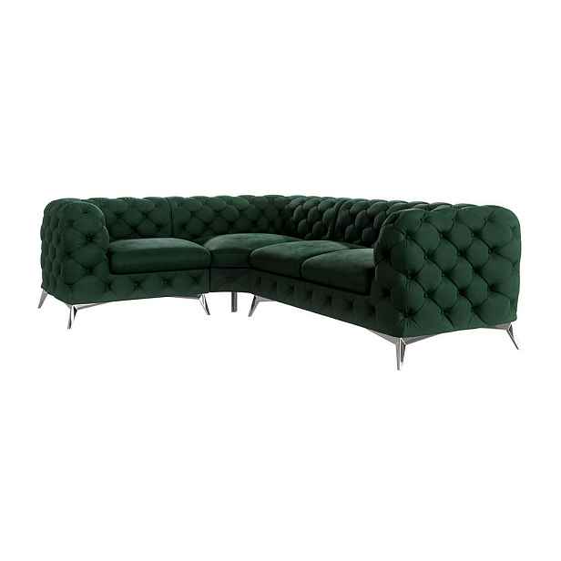 S-Style ROHOVÁ POHOVKA CHESTERFIELD Laura z černého sametu