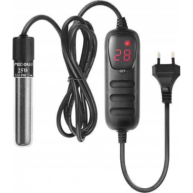 Akvarijní Ohřívač 25 W S Regulací Teploty A Led Displejem