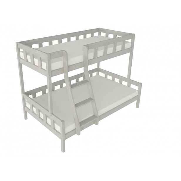 Benlemi Patrová postel PLOTTY s předním žebříkem 90x200, 120x200 cm Zvolte barvu: Světle šedá, Zvolte šuplík: Bez šuplíku, Zvolte stranu: Vlevo