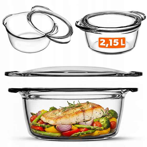 Malá Žáruvzdorná Nádoba S Víkem 2,15 L Pro Zapékání, Kulatá, Skleněná