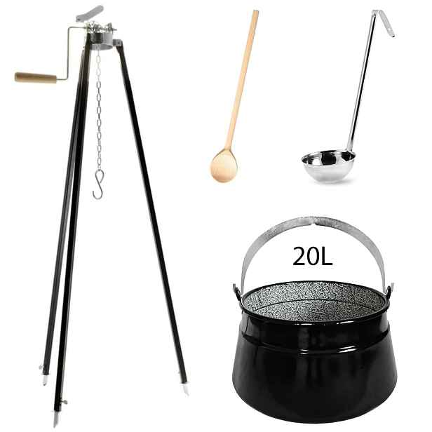 Perfect Home Kotlík s trojnožkou, vařečkou, naběračkou, 20L, 4ks, Set-117