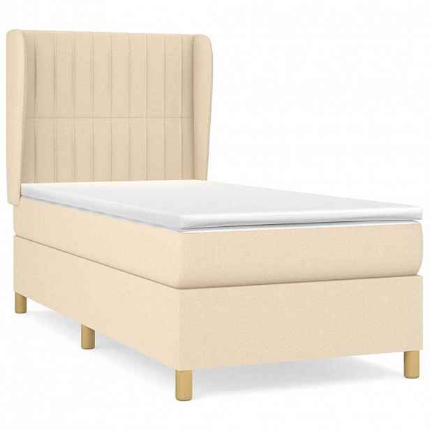 vidaXL Box spring postel s matrací krémová 90x190 cm textil
