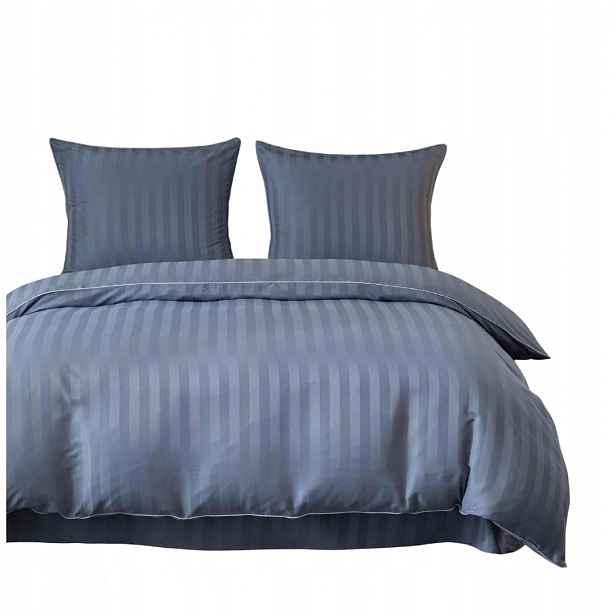 Povlečení s lamou 140x200 1x70x80 Silver Blue Adamášková pruhy Elegantní