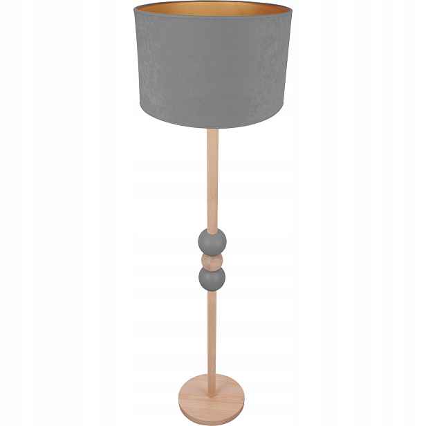 Šedá Dřevěná Stojací Lampa