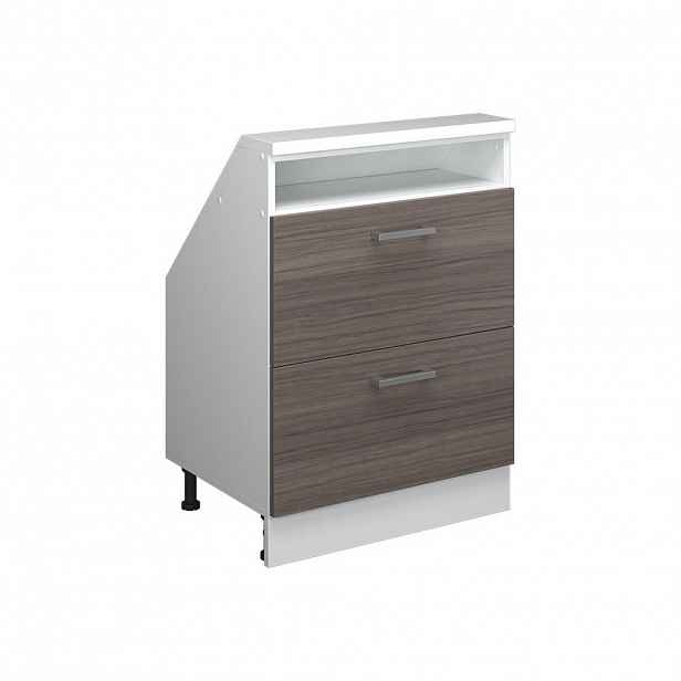 Vicco KUCHYŇSKÁ SKŘÍŇKA POD ŠIKMOU STŘECHU R-Line Ušlechtilá šedá 60 cm se 2 zásuvkami