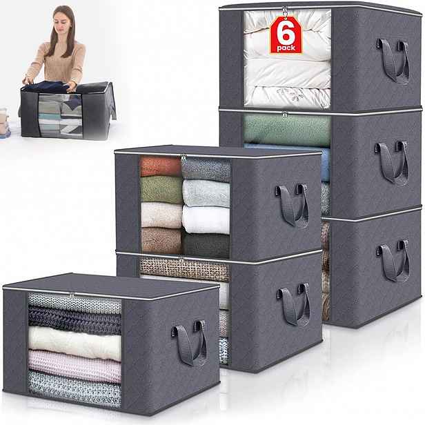 6 x Organizér do skříně Taška na skladování oblečení Krabice Kontejnery 90L