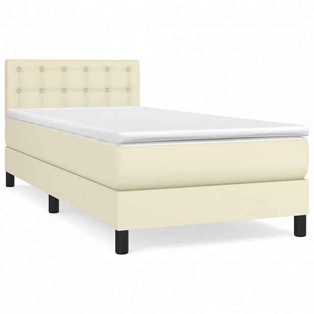 vidaXL Box spring postel s matrací krémová 100x200 cm umělá kůže