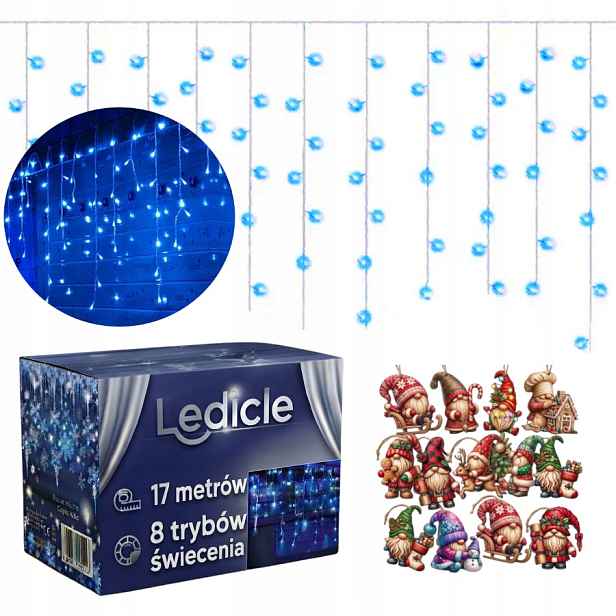 Lampičky Rampouchy Led Venkovní 17 m Ledicle Vánoční Bonus 12 Trpaslíků x2