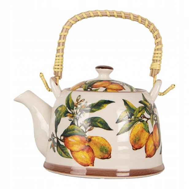 Porcelánová konvička se sítkem s motivem citronu 800 ml