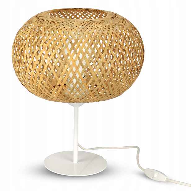 noční stolní lampa na stůl 581-L1 Led E27 Boho Bambus Přírodní Pletená