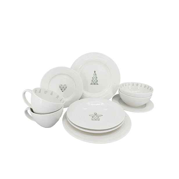 10dílná porcelánová souprava Croft Advent (talíře, misky, hrnky)