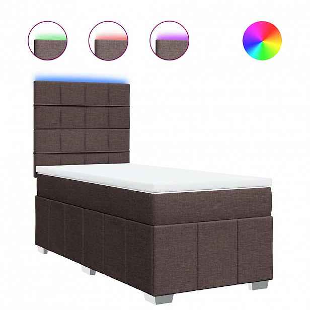 vidaXL Box spring postel s matrací tmavě hnědá 90x200 cm textil
