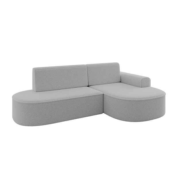 ALTDECOR ROHOVÁ SEDAČKA s funkcí spaní a otomanem, pravá MARI-L1-S 283x167x85 Světle šedá Buklé